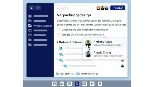 Besserer Überblick in der neuen Dropbox.