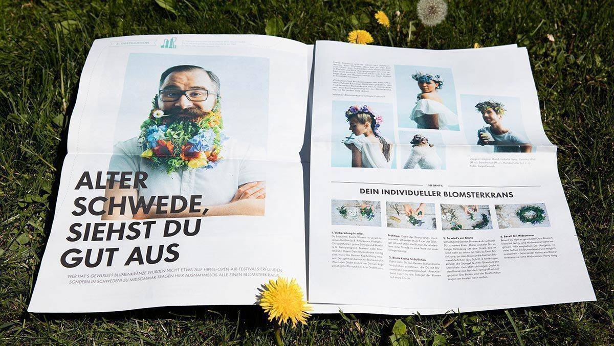Auf 16 Seiten zeigt Absolut Vodka, was an Midsommar wichtig ist.
