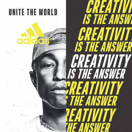 Adidas-Motiv mit Pharrell Williams.