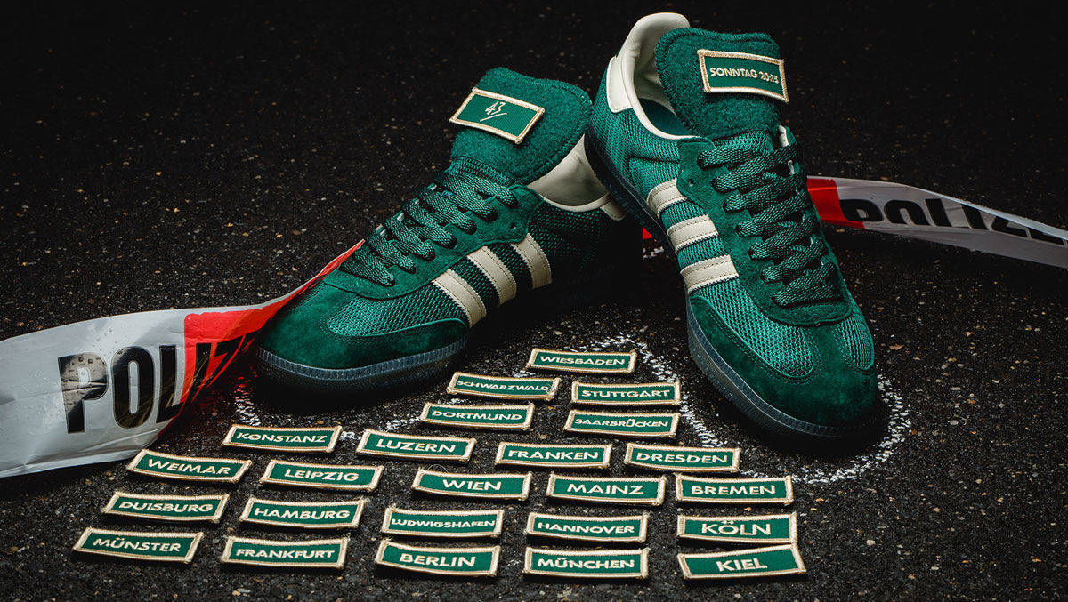 Polizeigrünes Schuhwerk von Adidas für die "Tatort"-Fans in der Republik