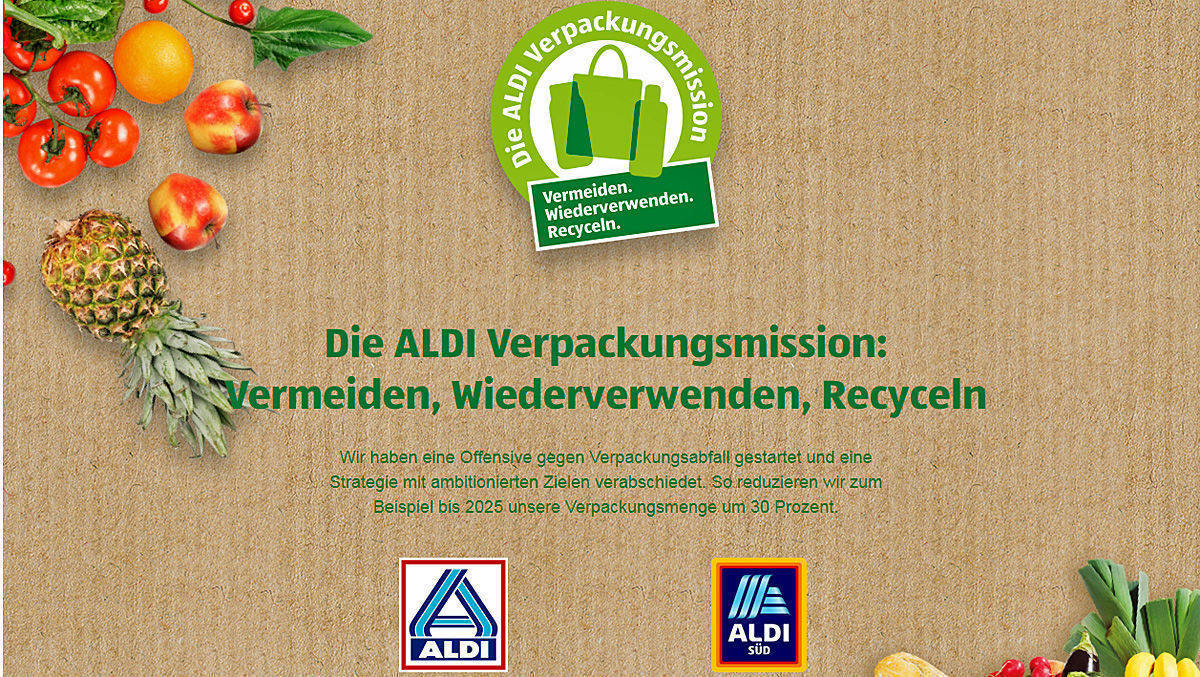 Aldi Nord und Aldi Süd gehen auf Verpackungsmission - es soll weniger eingehüllt werden. 