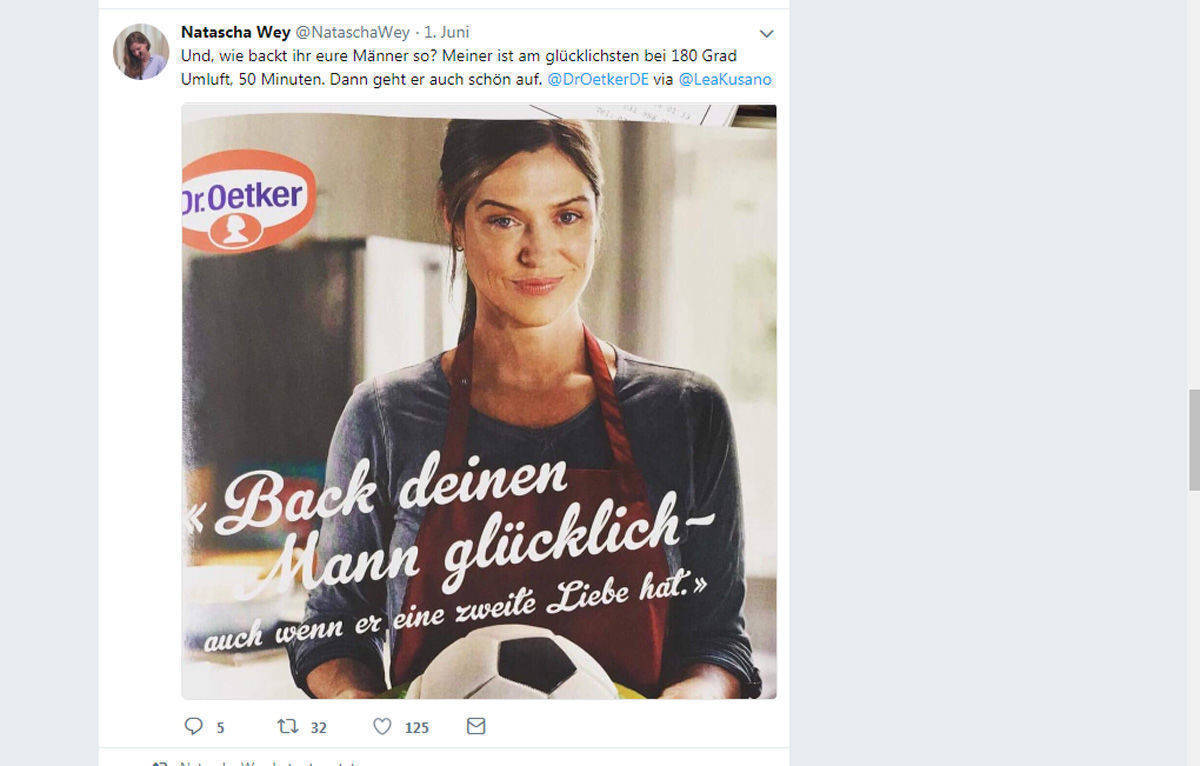 Userin Natascha Wey äußert ihre Sicht auf das Motiv per Twitter-Tweet. Viele andere in den sozialen Medien sehen es ähnlich.
