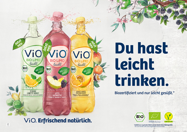 Die neuen Sorten von Vio Bio Limo leicht.