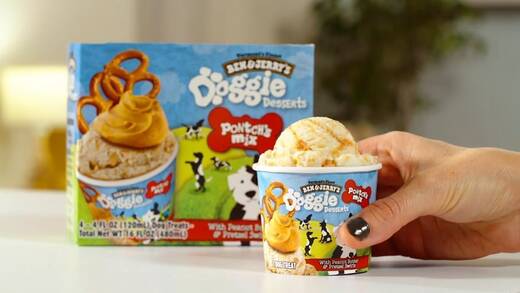 Für die Fellnase daheim: Hunde-Eis mit Erdnussbutter und Brezeln.
