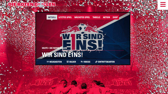 Die "Roten Bullen" feiern ihren Aufstieg in die erste Liga.