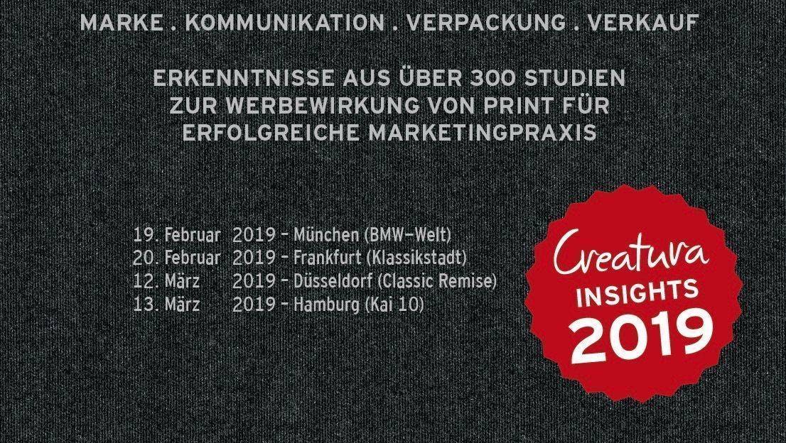 Die Initiative Creatura, Medienpartner der W&V, startet das neues Veranstaltungsformat "Creatura Insights" und geht damit im Frühjahr 2019 auf Deutschlandtour.