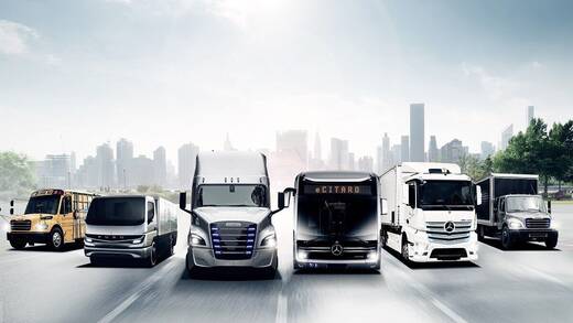 Die Daimler Trucks & Buses E-Fahrzeugfamilie.