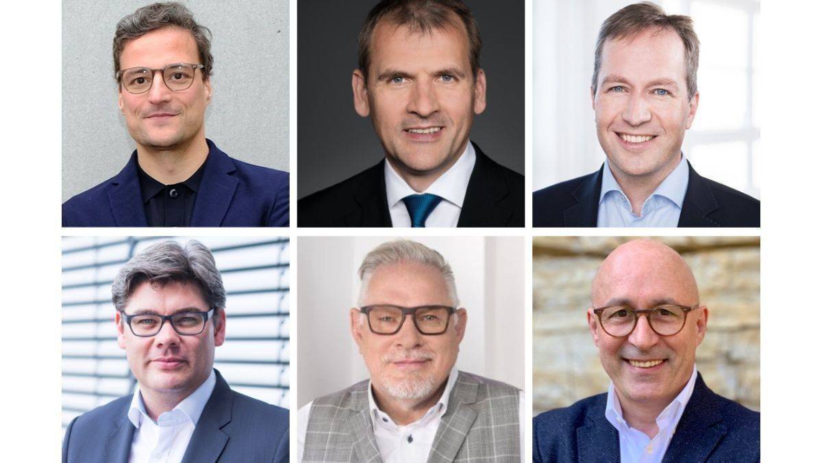 Marcus Diekmann (links oben), Stephan Tromp (HDE), Martin Groß-Albenhausen (bevh), Boris Hedde (IFH), Frank Rehme (Kompetenzzentrum Handel) und Günter Hübner (Bundeswirtschaftssenat des BVMW)
