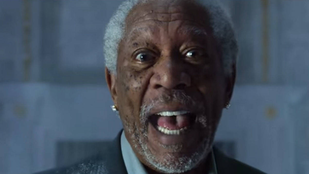 Rappt eiskalt für Mountain Dew: Morgan Freeman im Werbeblock des Super Bowl.