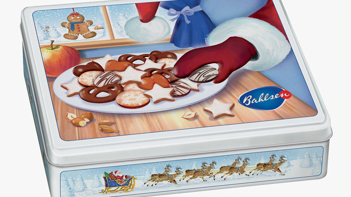 Das ist die Bahlsen Weihnachtsdose 2018.