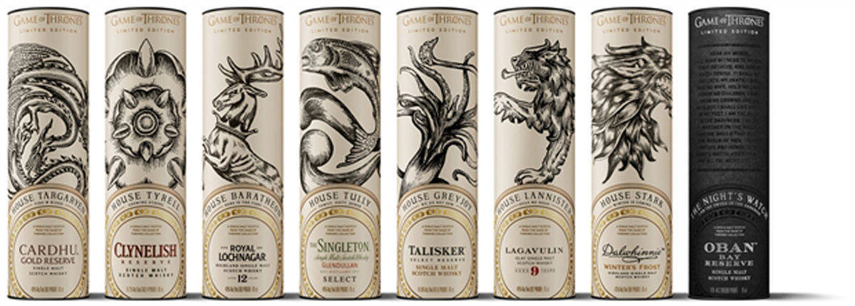 Sieben Königslande und die Nachtwache: Acht Whiskysorten von Diageo zu "Game of Thrones".