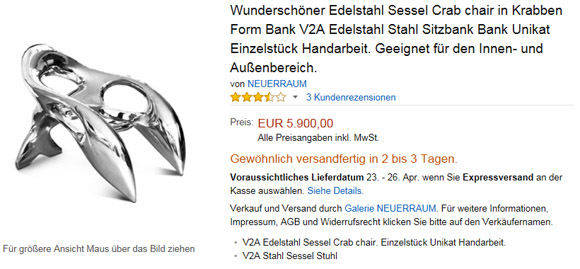 "Crab-Chair" für Designfans.