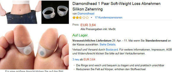 Ein Paar Zehenringe helfen beim Abnehmen: Diamondhead.