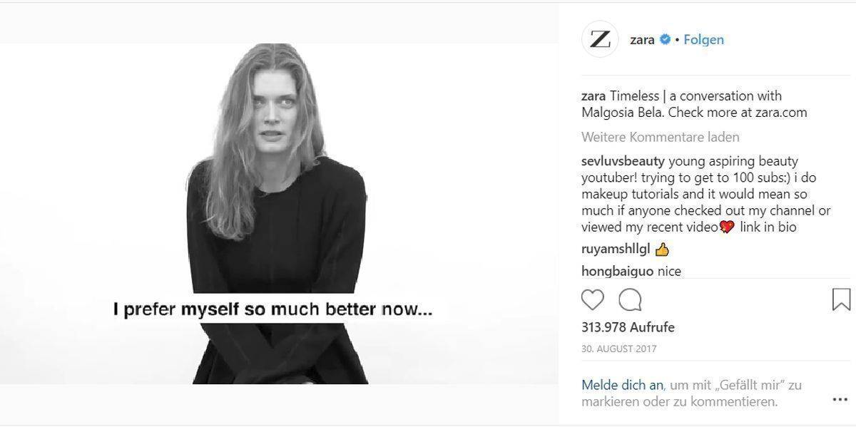 Zara nutzt Instagram ziemlich intensiv - unter anderem für die Timeless-Kampagne.