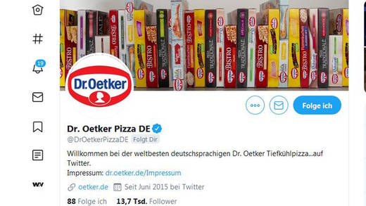 Pizza-Witz auf Twitter von Dr. Oetker ärgert Homöopathie-Verfechter.