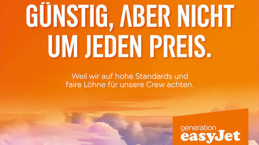 Die Kampagne zielt darauf ab, auf die Arbeitsbedingungen bei Easyjet einzugehen und stellt die Mitarbeiter in den Vordergrund.
