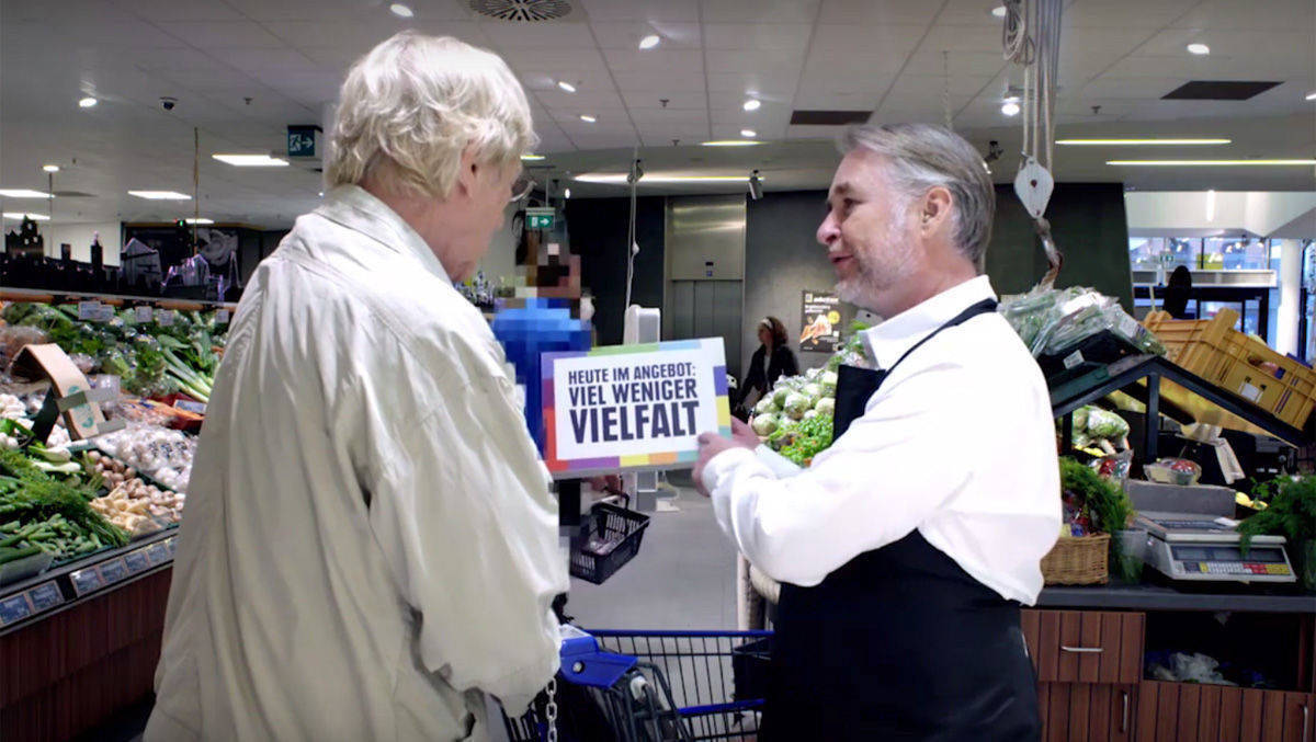 Meistausgezeichnete Arbeit: Die Kampagne "Vielfalt" - mit einem fast leeren Supermarkt.