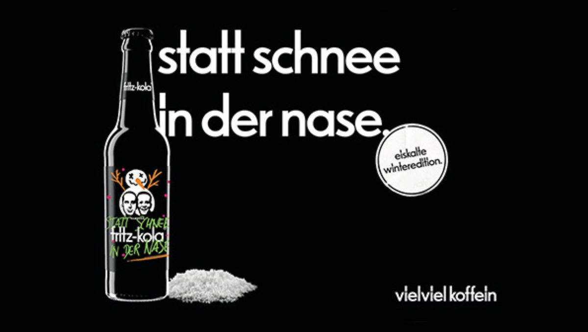 In vier Designs kommt die Winter-Edition von Fritz-Kola auf den Markt.