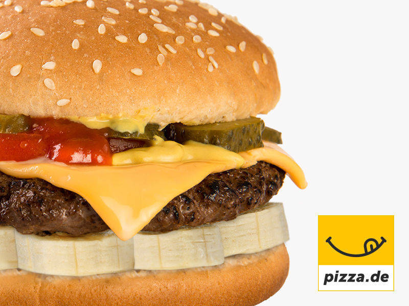 Aprilscherz: Burger mit Bananen von Pizza.de.