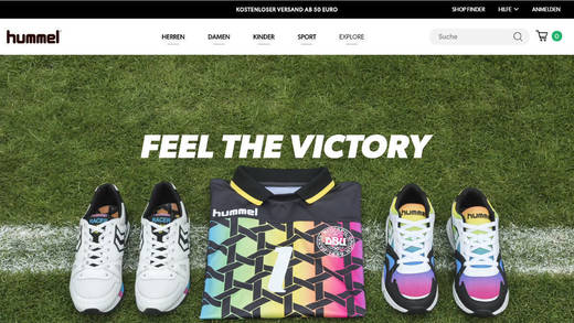 Onlineshop der dänischen Sportartikelfirma Hummel.
