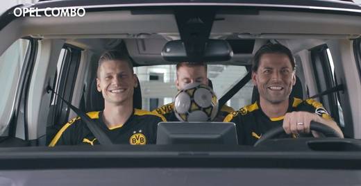 Fakten-Check im Opel Combo mit BVB-Stars.