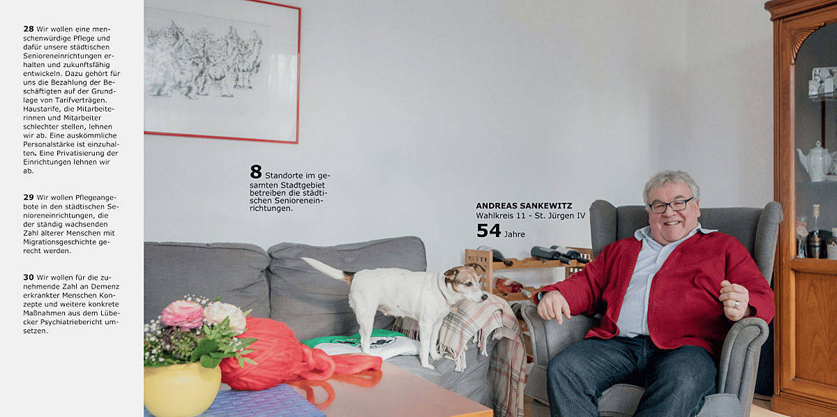 Der Kandidat als Mitmensch und Ikea-Kunde: Anders als bei WPP ist in Lübeck auch noch eine Flasche Wein erlaubt.