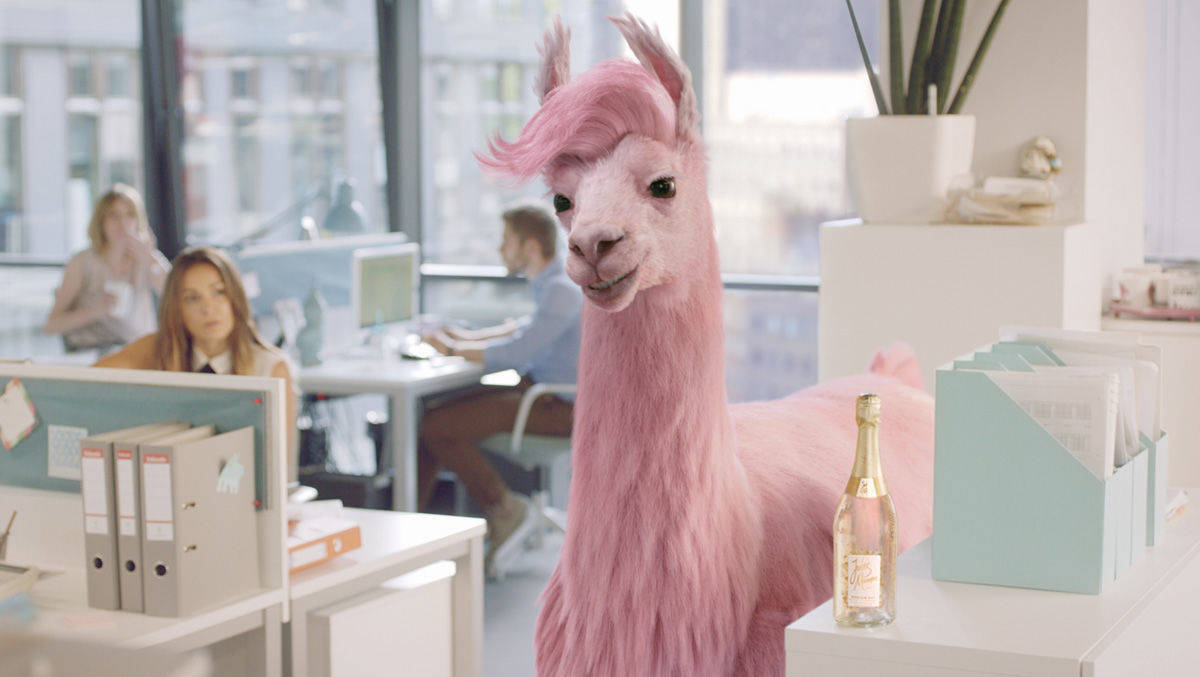 "Party-Animal": Das pinke Lama ist der neue Markenbotschafter von Jules Mumm. 