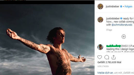 Justin Bieber präsentiert seine Achselhöhlen: So gab er die Deo-Kooperation mit Schmidt's Naturals auf Instagram bekannt.