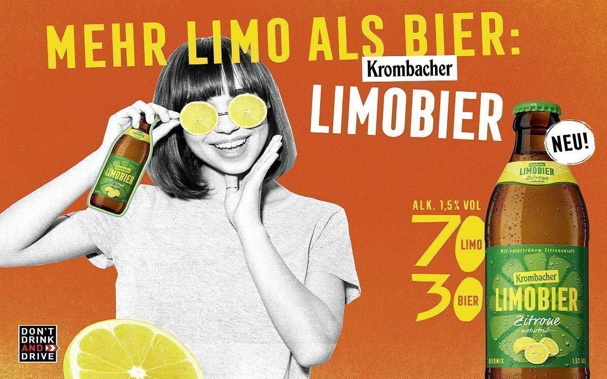 Das neue Limobier von Krombacher präsentiert sich in einem farbenfrohen Design.