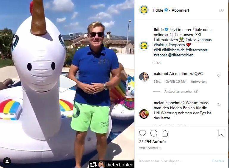 Zwei, die Spaß am Wasser haben: das Mega-Einhorn (l.) und Dieter Bohlen.