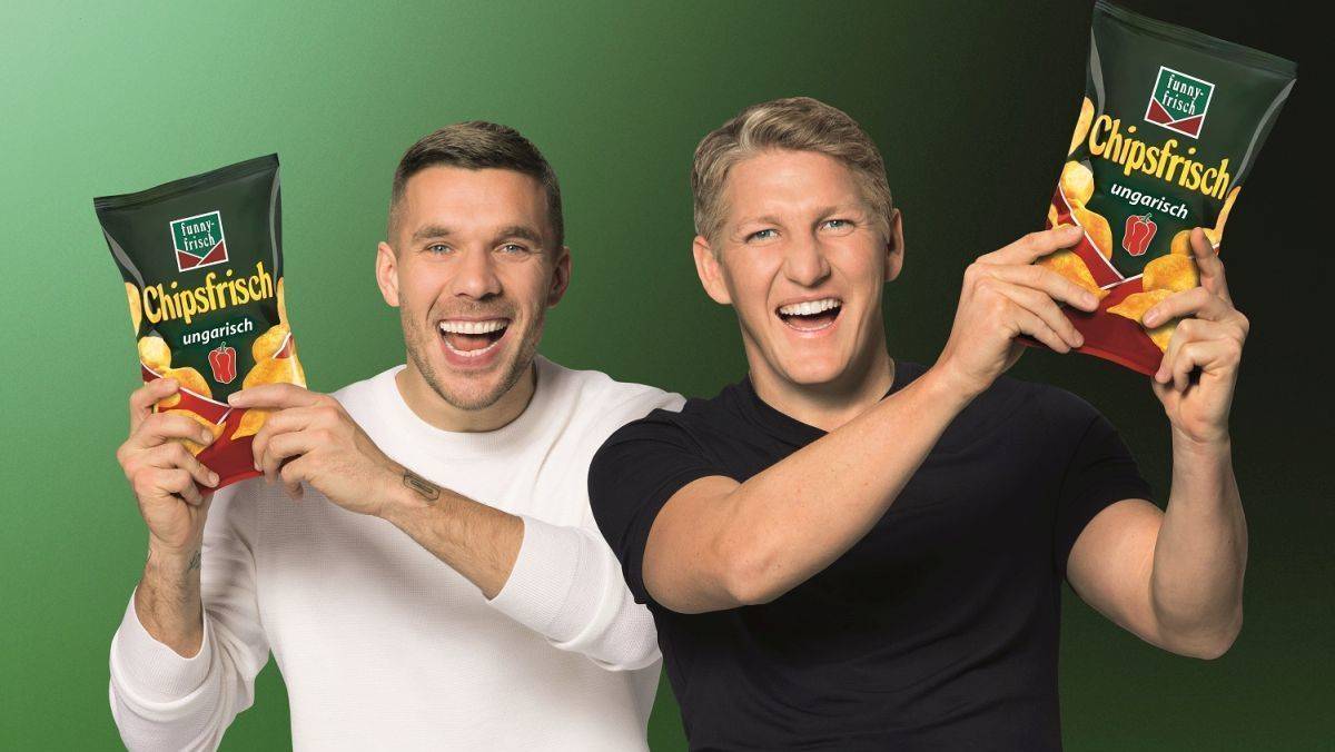 Bastian Schweinsteiger und Lukas Podolski werben wieder für Funny-Frisch.