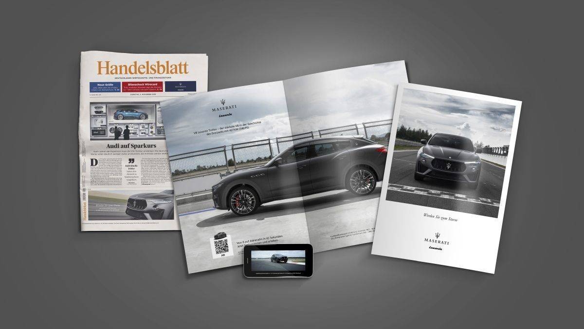 Maserati will im Handelsblatt eine autoaffine Zielgruppe erreichen.