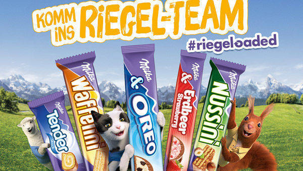 Alle Riegel unter dem Milka-Markendach.