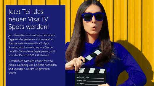 Visa-Karteninhaber können ab sofort eine Rolle in den neuen TV-Spots des Kreditunternehmens gewinnen.