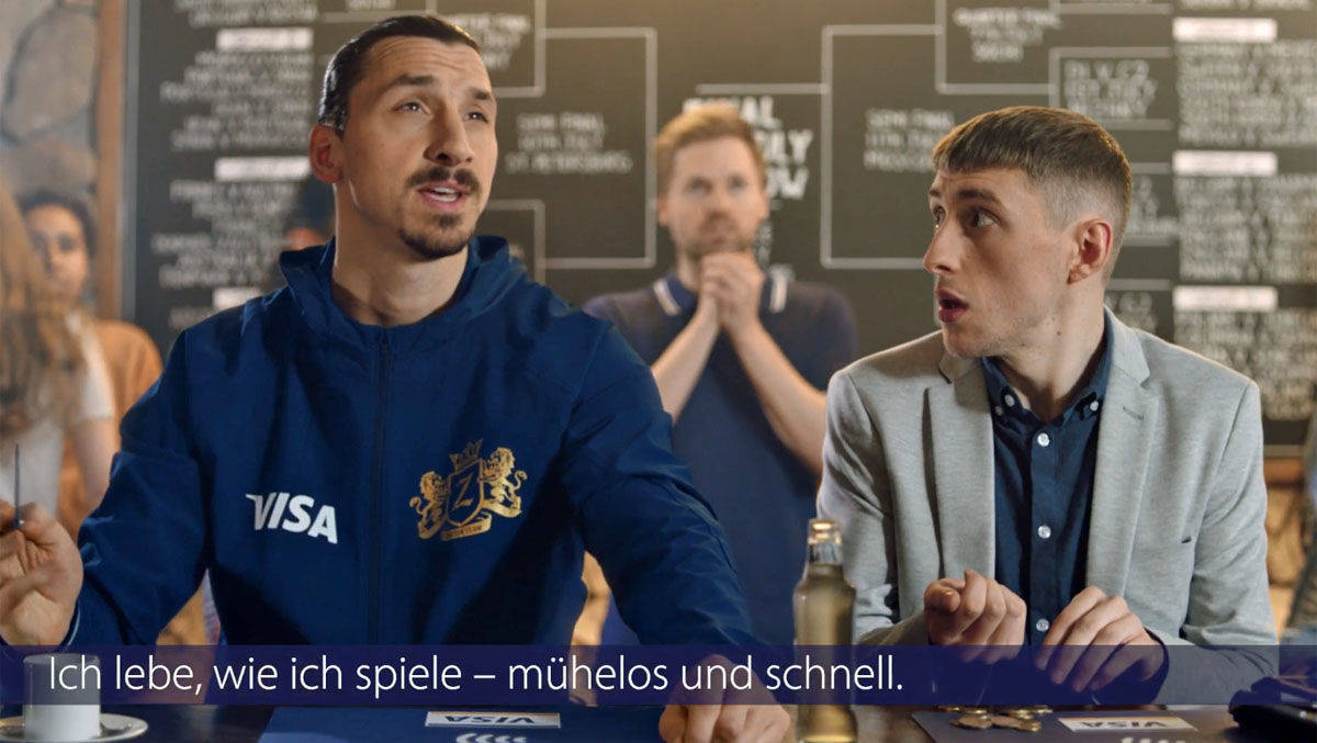 Zlatan Ibrahimović tritt für Visa in einem TV-Spot auf.