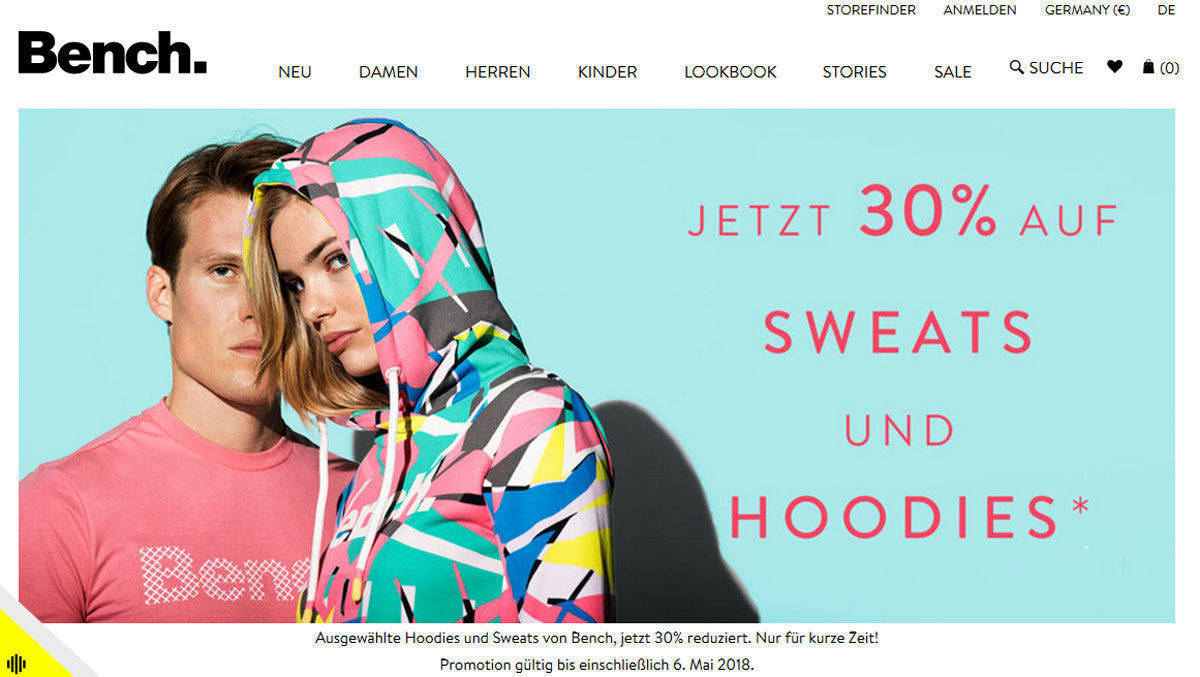 Starke Marke mit sinkenden Umsätzen: Bench machte sich einen Namen mit sportlicher Mode, vor allem Kapuzenpullis.