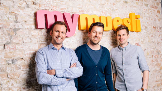 Die drei My Muesli Gründer Philipp Kraiss, Max Wittrock und Hubertus Bessau (von rechts).