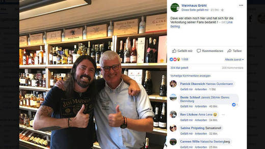 "Dave war eben noch hier und hat sich für die Verkostung seiner Fans bedankt !", freut sich Geschäftsführer Holger Bracker auf Facebook.