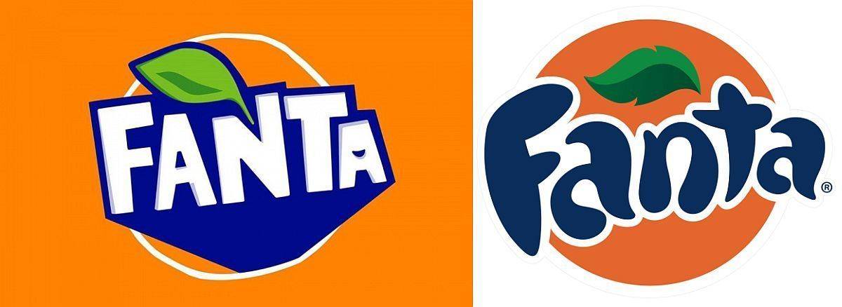 Links: Das neue Logo. Rechts: Das bisherige Logo von Fanta.