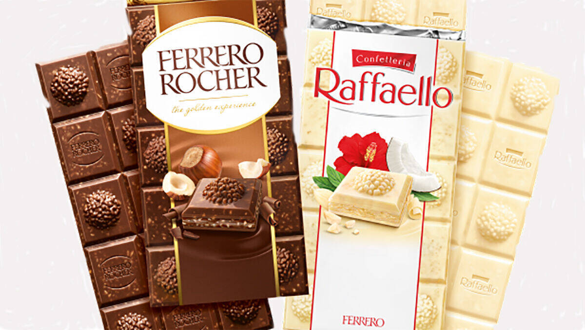 Raffaello und Ferrero Rocher gibt's jetzt auch in der 90-Gramm-Tafel