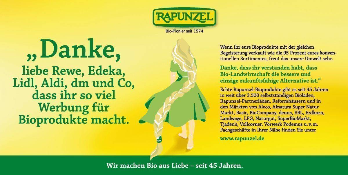 Entwickelt wurde die Rapunzel-Kampagne von Fruehling Advertising aus München.
