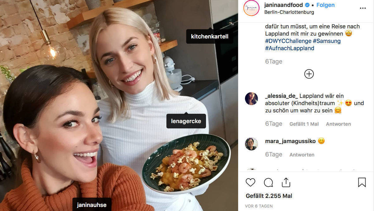 Samsung kommuniziert mit Influencern wie Lena Gercke und Janina Uhse.