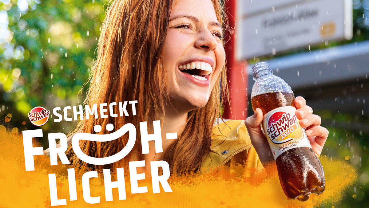 Die Cola-Mix-Marke Schwip Schwap launcht die Kampagne "Schwip Schwap – schmeckt fröhlicher"und fokussiert sich stärker auf zuckerfreie Mixgetränke.
