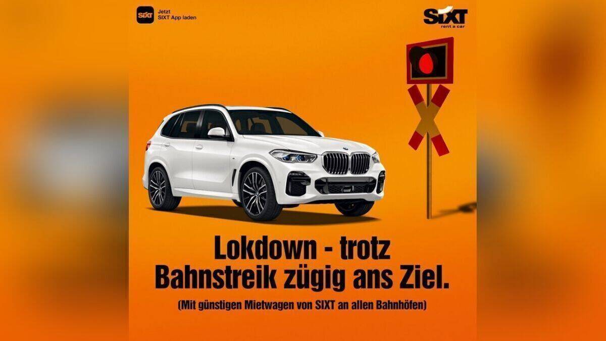 Pünktlich nach der Streikankündigung schaltet Sixt ein neues Motiv. 