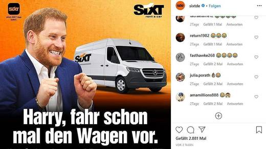 Runter von der Insel: Harry ist bei Sixt auf Umzugskurs.