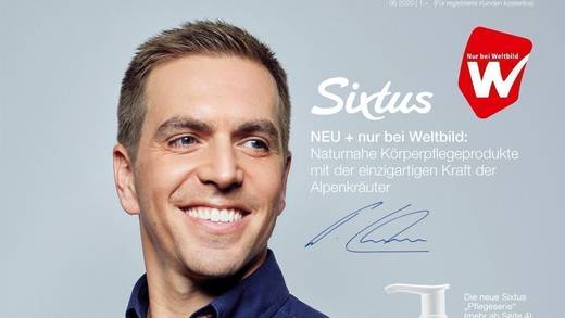 Philipp Lahm wirbt mit seinem Gesicht für die Sixtus-Weltbild-Kooperation