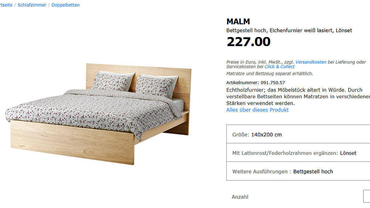 Der Design-Streit dreht sich um das Ikea-Bett Malm.