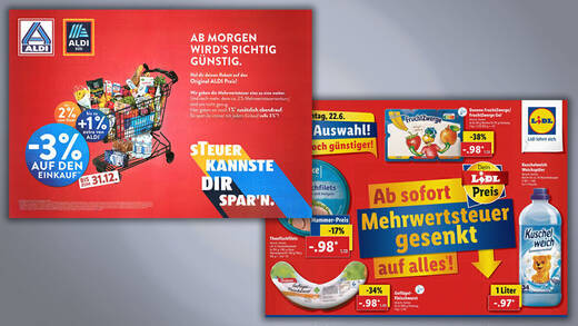 Aldi vs Lidl: W&V Data zeigt, was sich die Top-Discounter Werbung rund um die Mehrwertsteuersenkung kosten lassen.