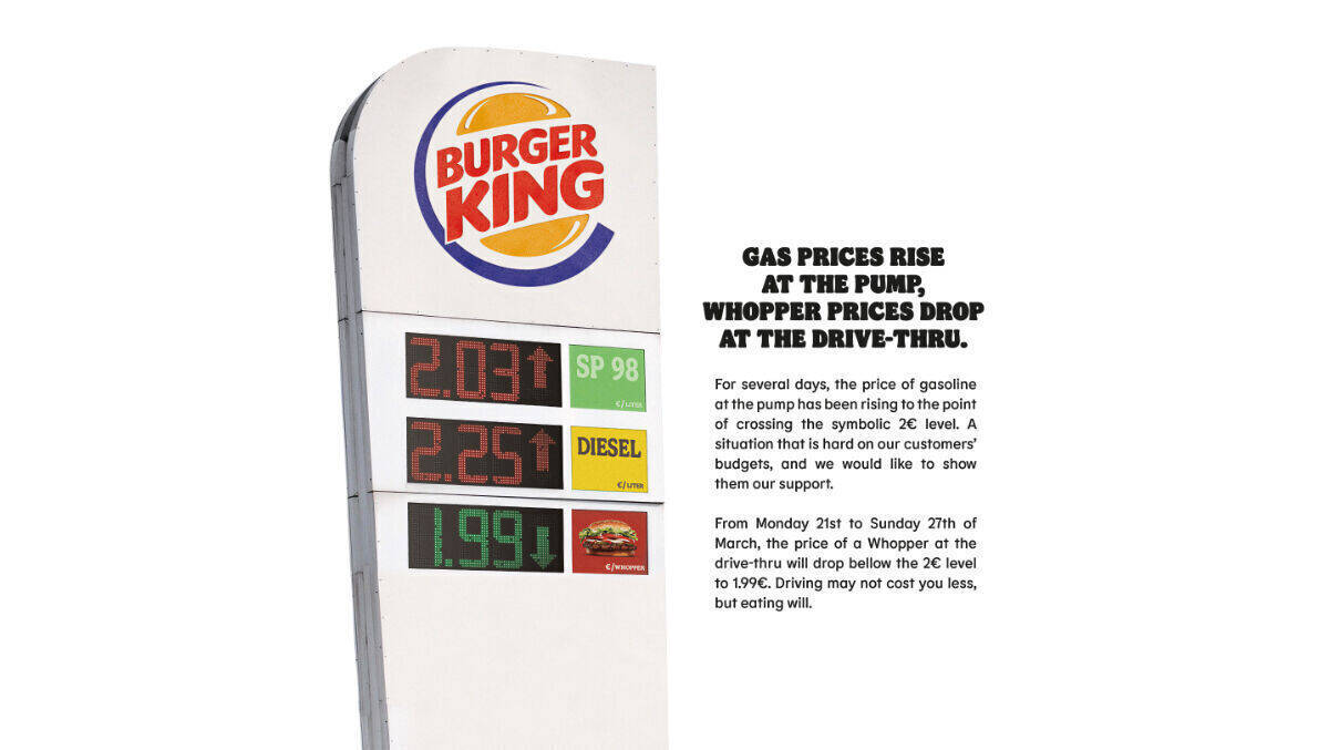 Benzin wird teuerer, der Whopper dafür billiger.