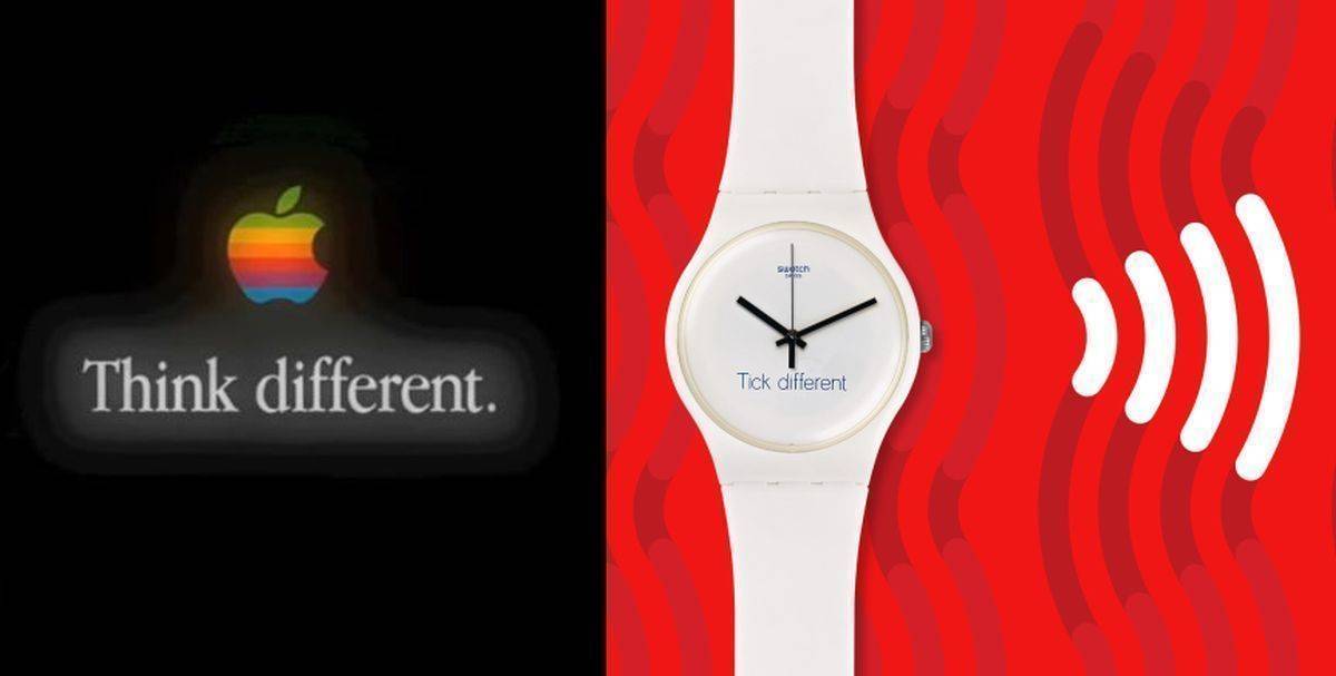 Apple führte 1997 den Claim "Think different" ein, Swatch konterte vor zwei Jahren mit "Tick different".